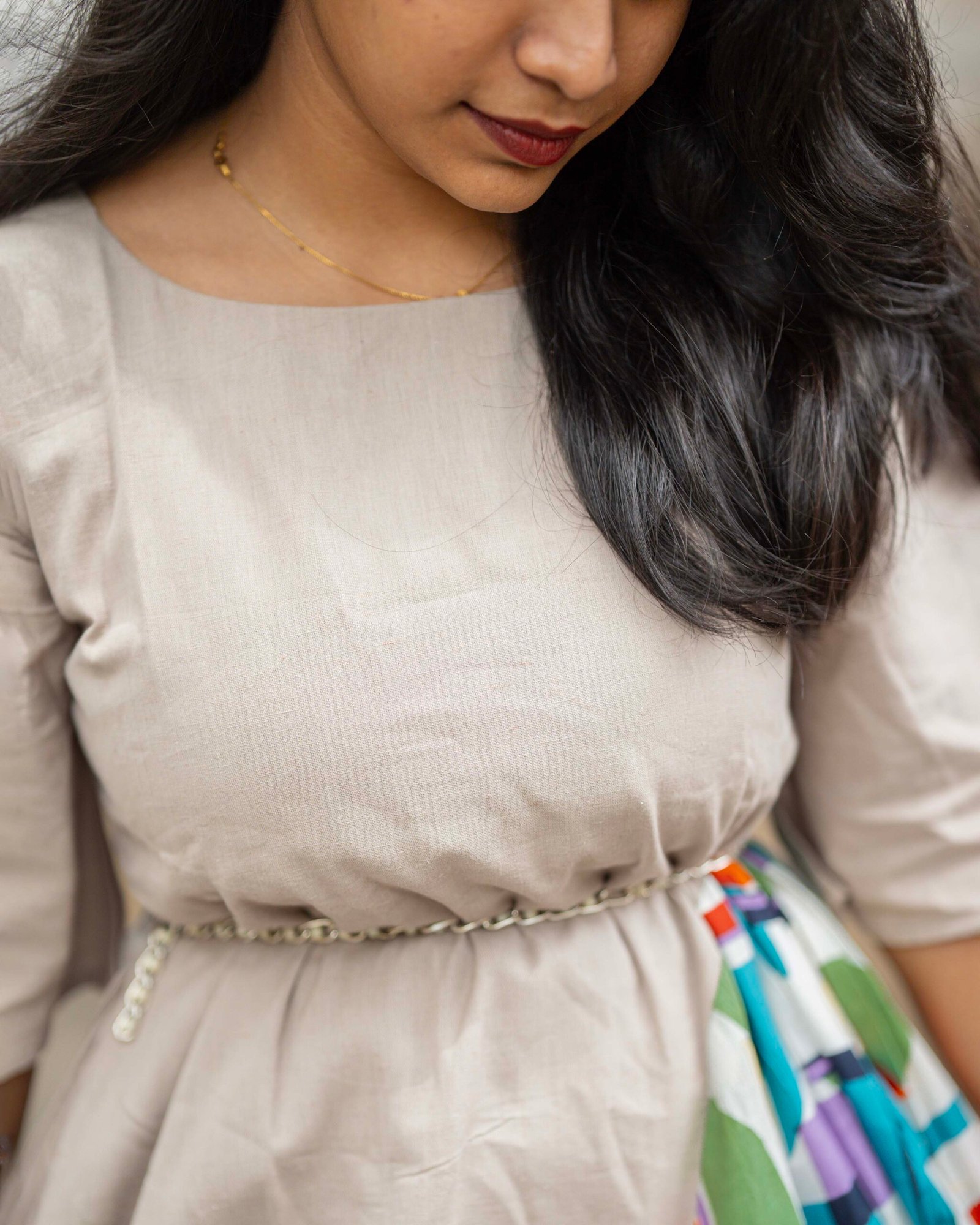 Ashly Ash Grey Oversized Cotton Dress for Women | Abstract Print Panel Midi Dress - Image 5
