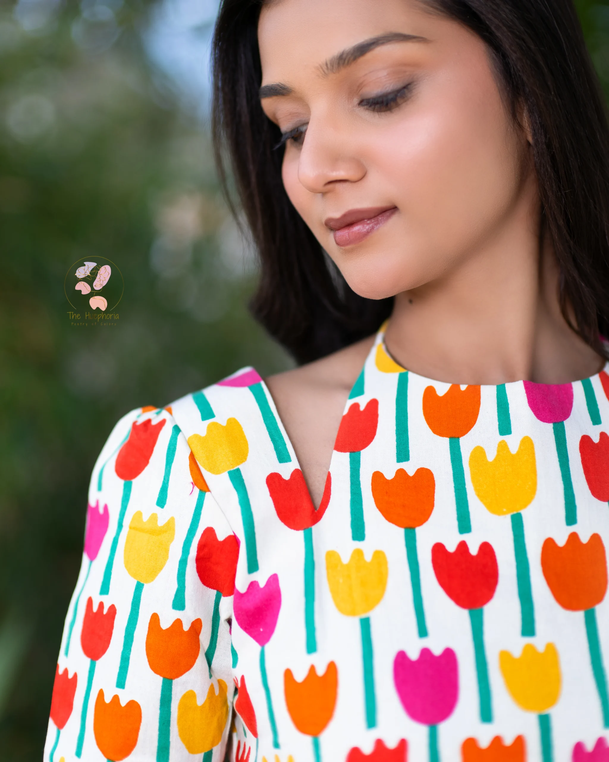Meadow Multicolor Floral Print Cotton Short Kurti for Women | Casual Cotton Shirt - Image 4